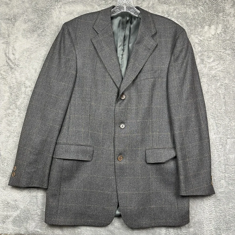 Daniel Cremieux Coll Blazer Sport Coat Jacket Men's Size 39R Woolmark Gray Plaid